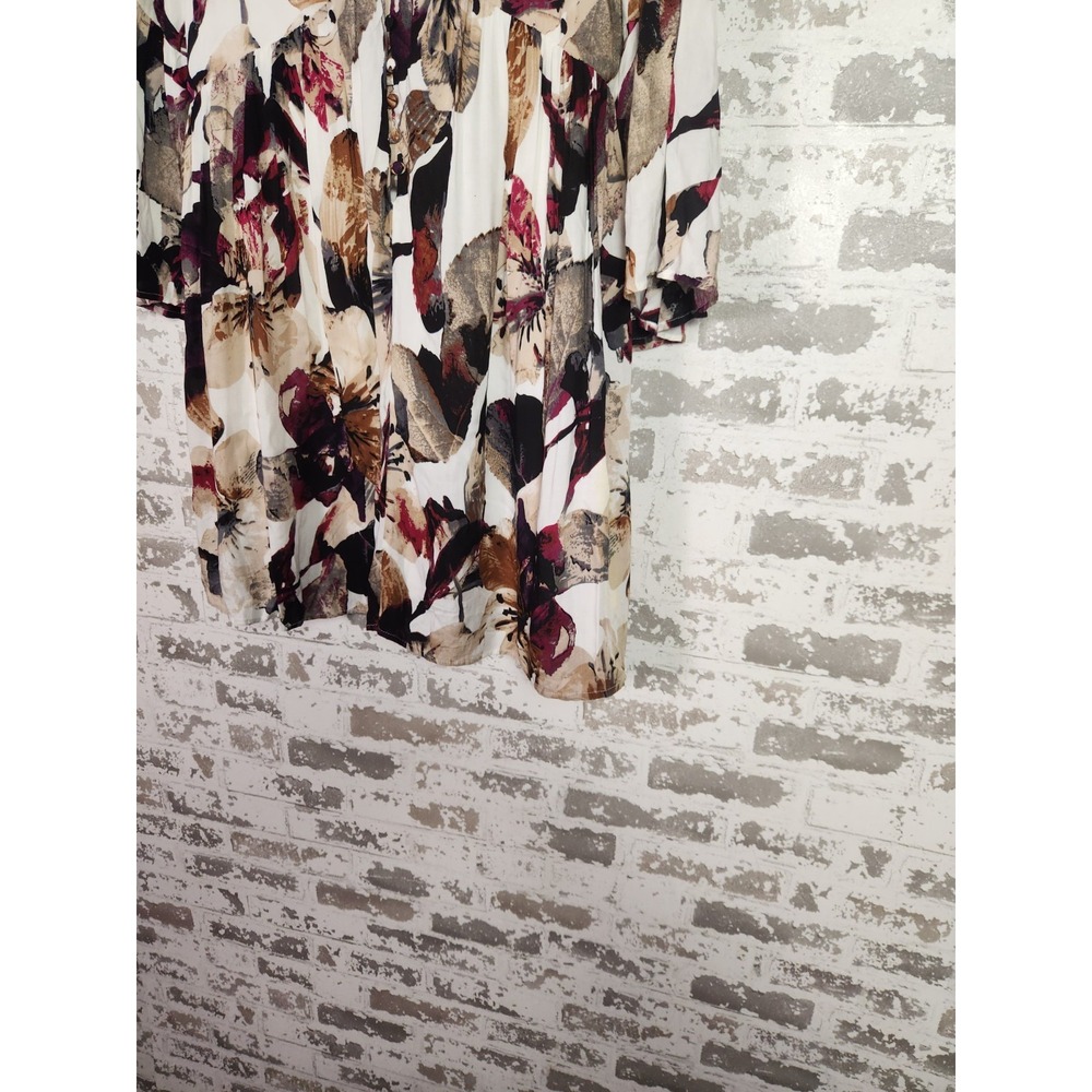 Entro Mini Boho Floral Dress Small V-Neck Button Details Bell Sleeve Lined Artsy - Picture 7 of 16